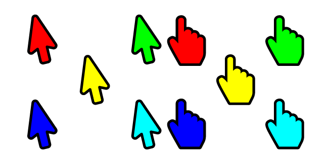 Five Colorful Cursors