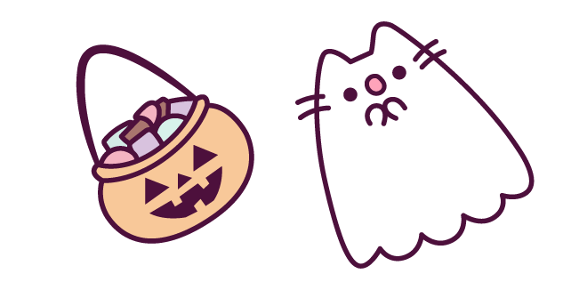 Ghost Pusheen and Basket of Sweets