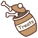 Pugsheen and Bone Treats pointer