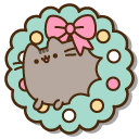 Pusheen and a Christmas Wreath cursor