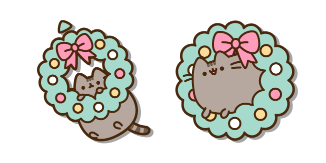 Pusheen and a Christmas Wreath