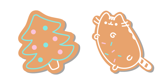 Pusheen and Christmas Tree Gingerbread Cookies