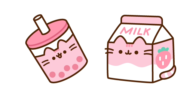 Pusheen Bubble Tea and Strawberry Milk