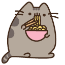 Pusheen Eating Sushi and Ramen Noodles cursor