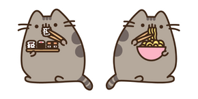Pusheen Eating Sushi and Ramen Noodles