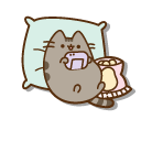 Pusheen Playing and Sleeping on a Pillow pointer