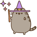 Pusheen Witch with a Wand and a Spell Book pointer