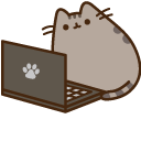 Pusheen with a Laptop cursor