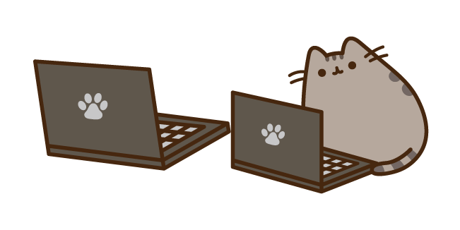 Pusheen with a Laptop