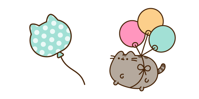 Pusheen with Colorful Balloons