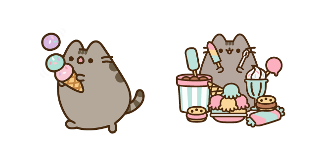 Pusheen with Ice Cream and Sweets
