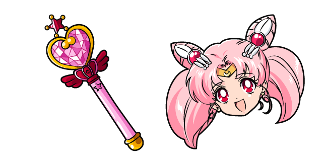 Sailor Moon Sailor Chibi Moon and Pink Moon Rod