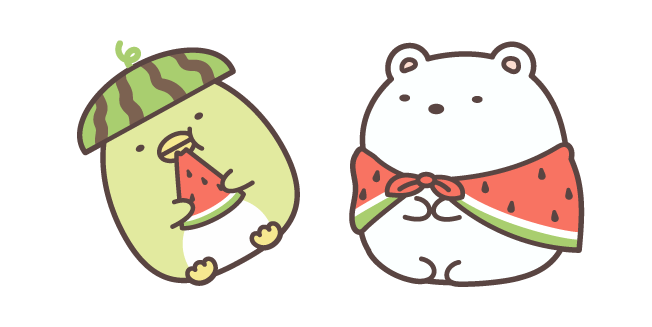San-X Penguin and Shirokuma in Watermelon Outfits
