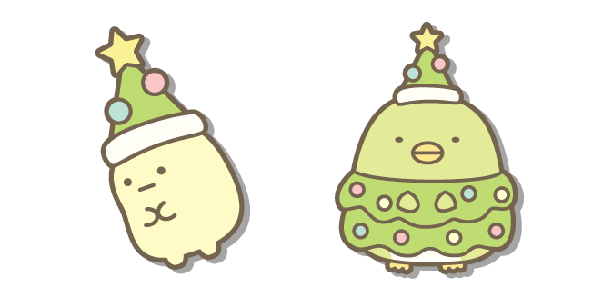 San-X Penguin and Tapioca in Christmas Tree Costumes