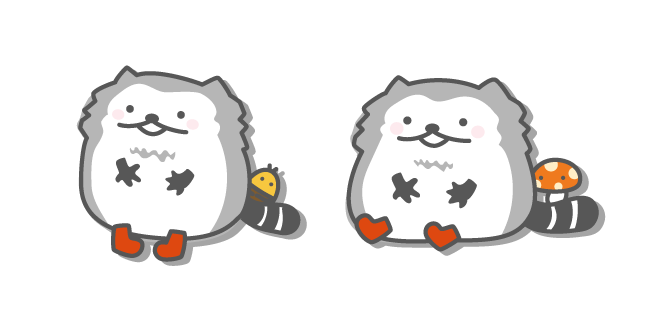 San-X Raccoon Bear with Acorn and Mushroom