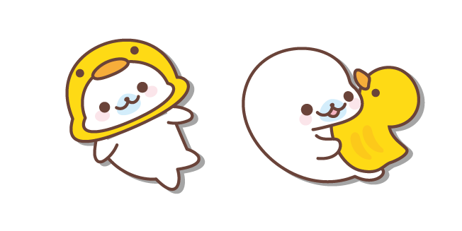 San-X Shirogoma with a Ducky Hat and a Rubber Duck