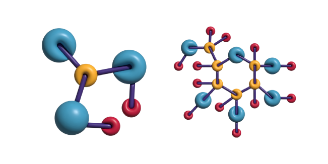 Simple 3D Blue and Red Molecules