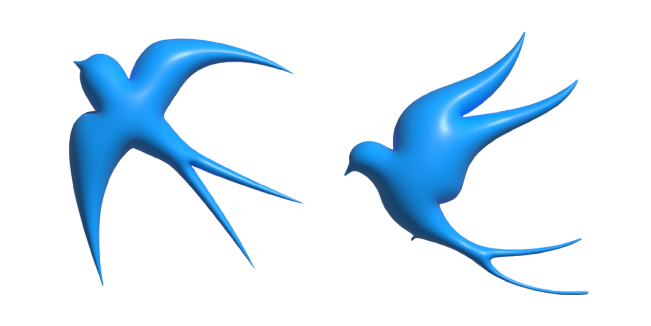 Simple 3D Blue Swallow