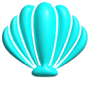 Simple 3D Cyan Conch and Scallop Shells cursor
