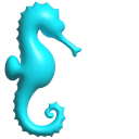 Simple 3D Cyan Seahorse cursor