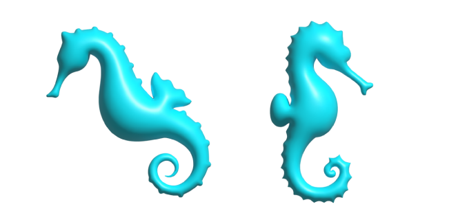 Simple 3D Cyan Seahorse