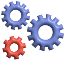 Simple 3D Gears in Orange and Blue pointer