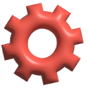 Simple 3D Gears in Orange and Blue cursor