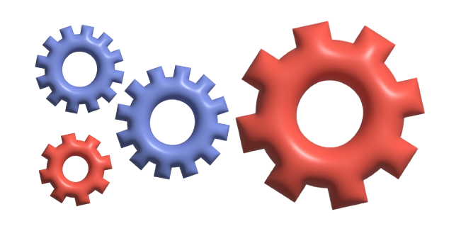 Simple 3D Gears in Orange and Blue