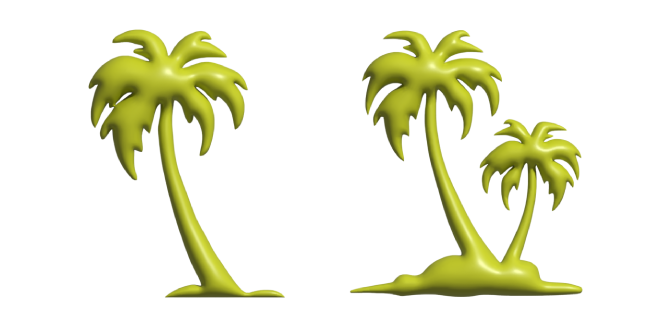 Simple 3D Green Palm Trees