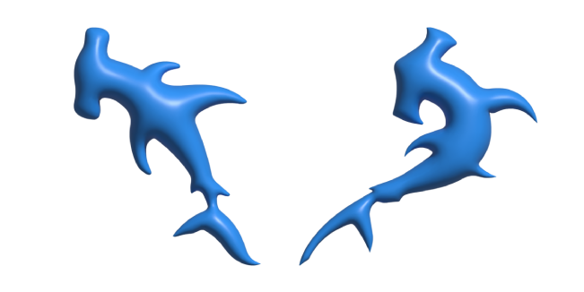 Simple 3D Hammerhead Shark Blue