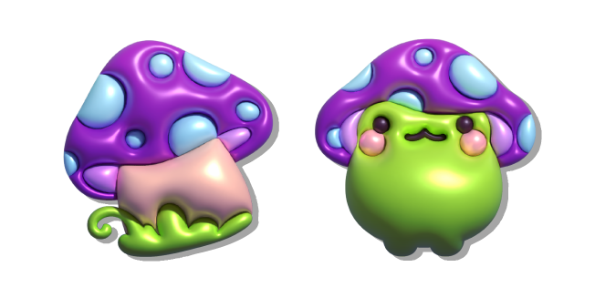 Simple 3D Magical Frog and Mushroom