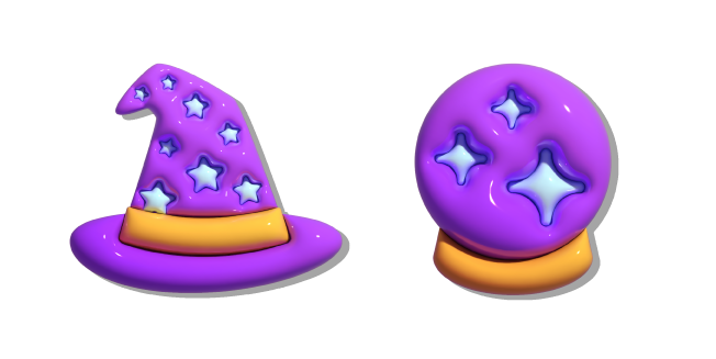 Simple 3D Witch Hat and Crystal Ball