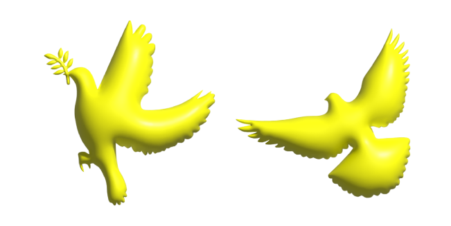 Simple 3D Yellow Dove of Peace