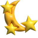 Simple 3D Yellow Moon and Sun pointer