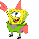 Spongebob Dressed Up as Patrick pointer