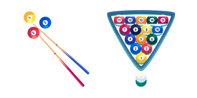 8-Ball Pool Cue Sticks and Billiard Balls