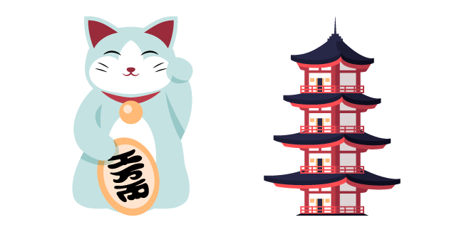 Japan Maneki-Neko and Pagoda