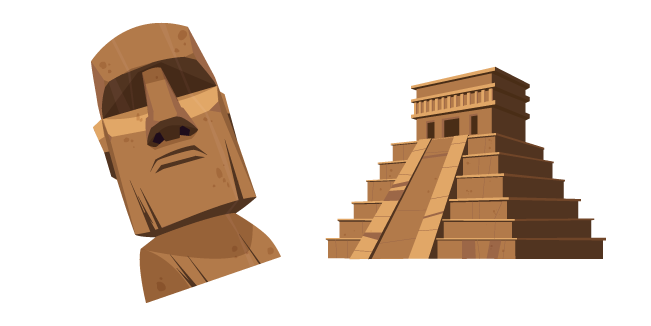 Mayan Pyramid and Moai
