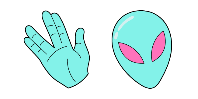 VSCO Girl Blue Alien and Hand