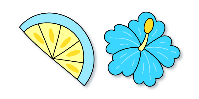 VSCO Girl Blue Flower and Slice of Lemon
