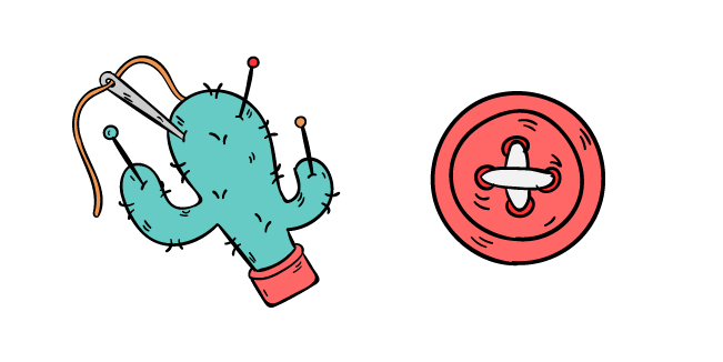 VSCO Girl Cactus Pin Cushion and Button