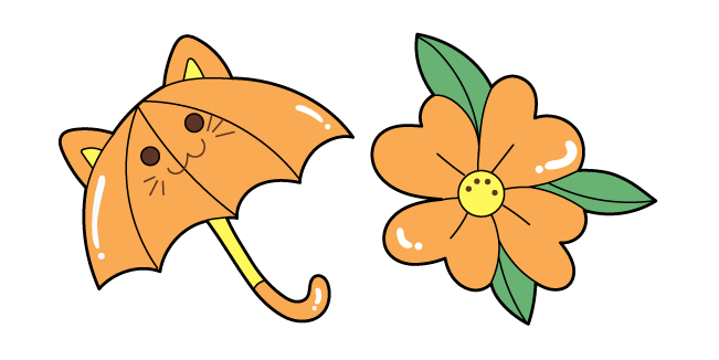 VSCO Girl Cat Umbrella and Flower