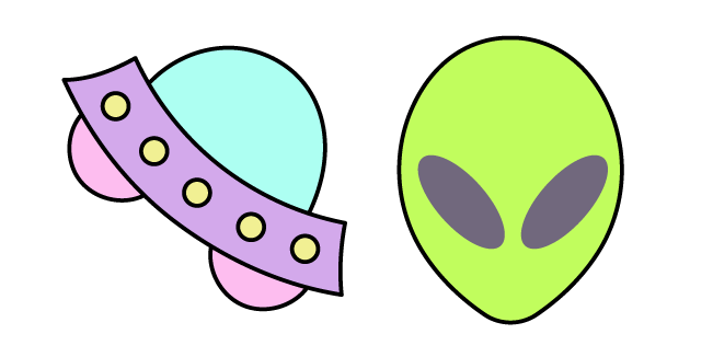VSCO Girl Green Alien and UFO