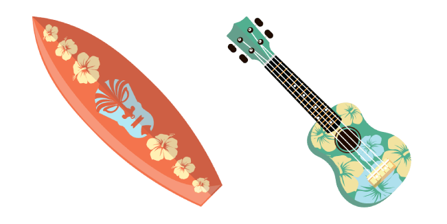 VSCO Girl Hawaii Surfboard and Ukulele