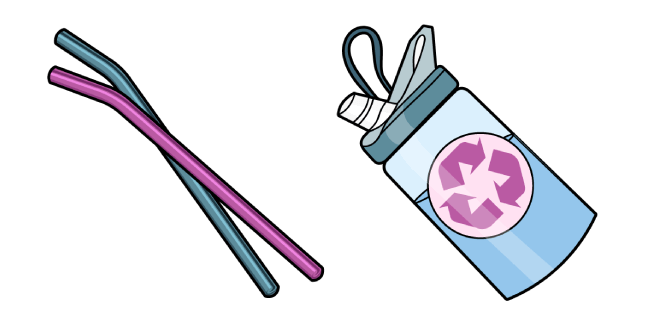 VSCO Girl Metal Straws and Recycle Bottle