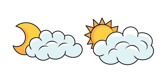 VSCO Girl Moon and Sun Behind a Cloud