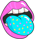 VSCO Girl Pink Donut and Blue Tongue cursor