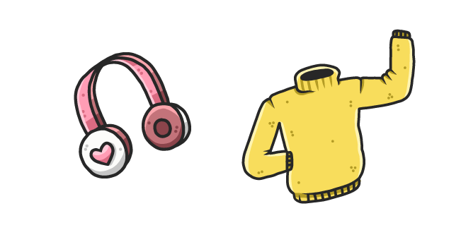 VSCO Girl Pink Headphones and Yellow Sweater
