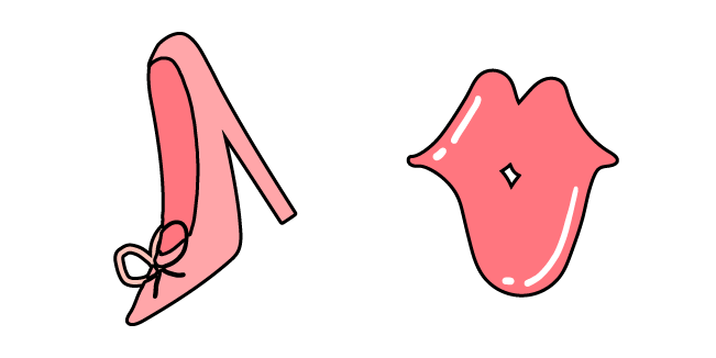 VSCO Girl Pink High-Heeled Shoe and Kiss Icon