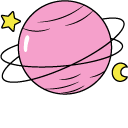 VSCO Girl Pink Rocket and Planet cursor